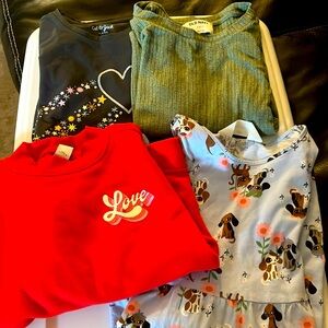 H&M, Target, Old Navy long sleeve shirts, sweatshirt, and dress
